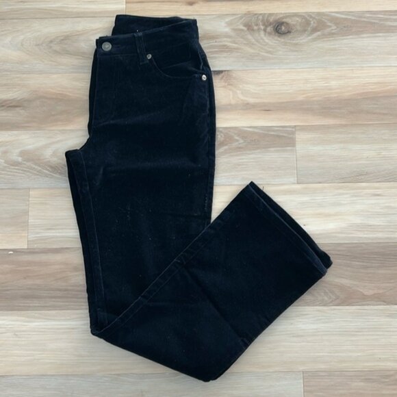 Black Jeanology Velvet Pants Straight Leg - Picture 1 of 3